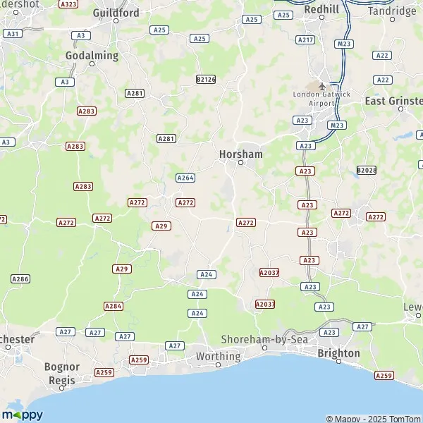 Map Southwater map of Southwater (RH13 9) and practical information